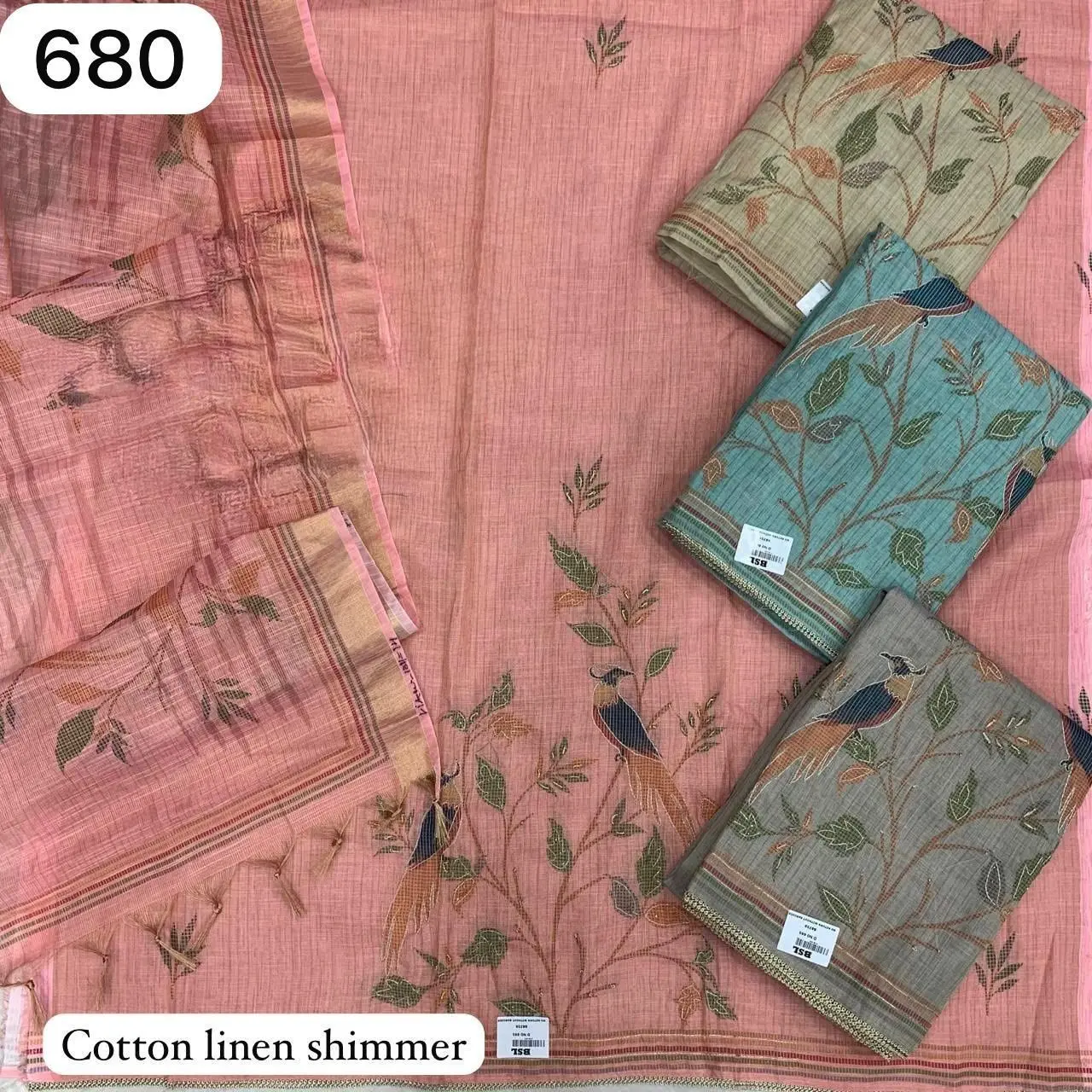 Cotton linen shimmer(Rs.680 per piece: total 4 piece)