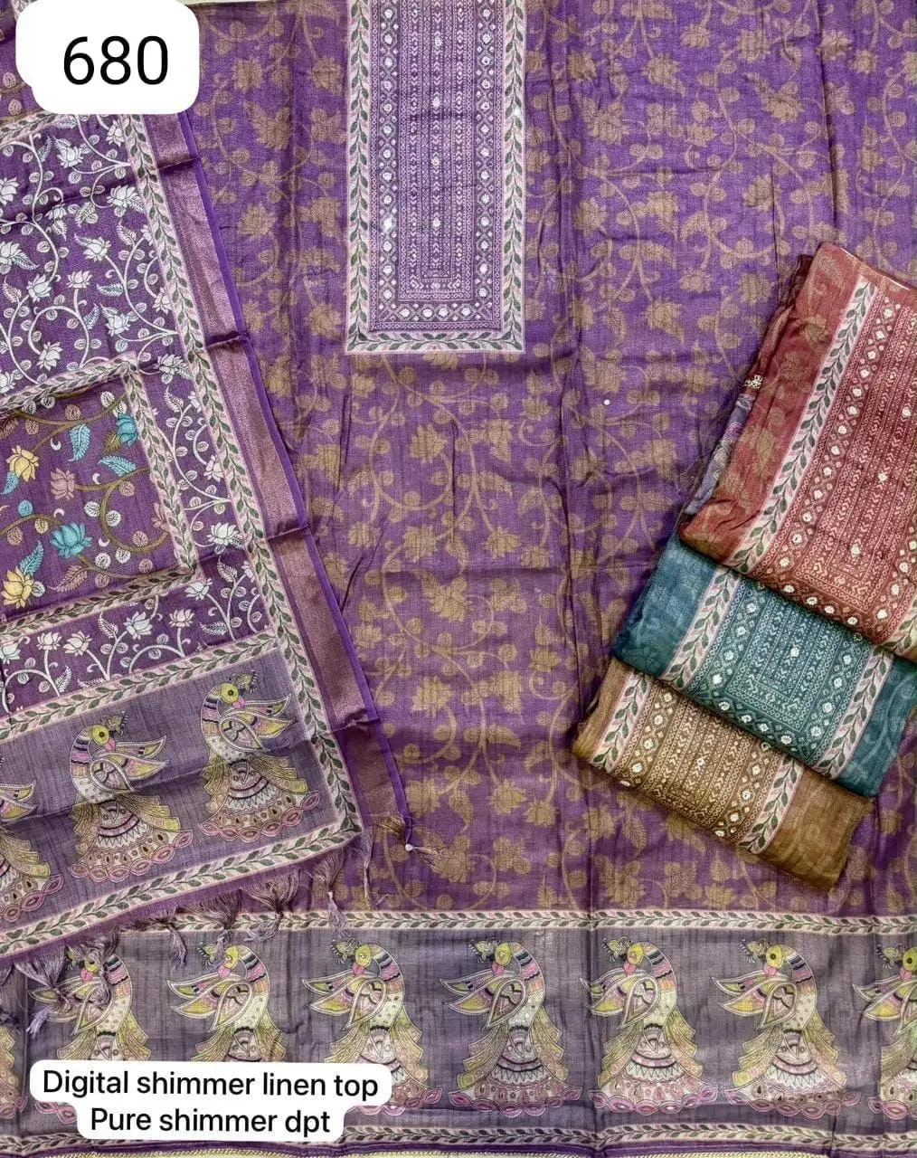 Digital shimmer linen top
Pure shimmer dpt(Rs.680 per piece: total 4 piece)