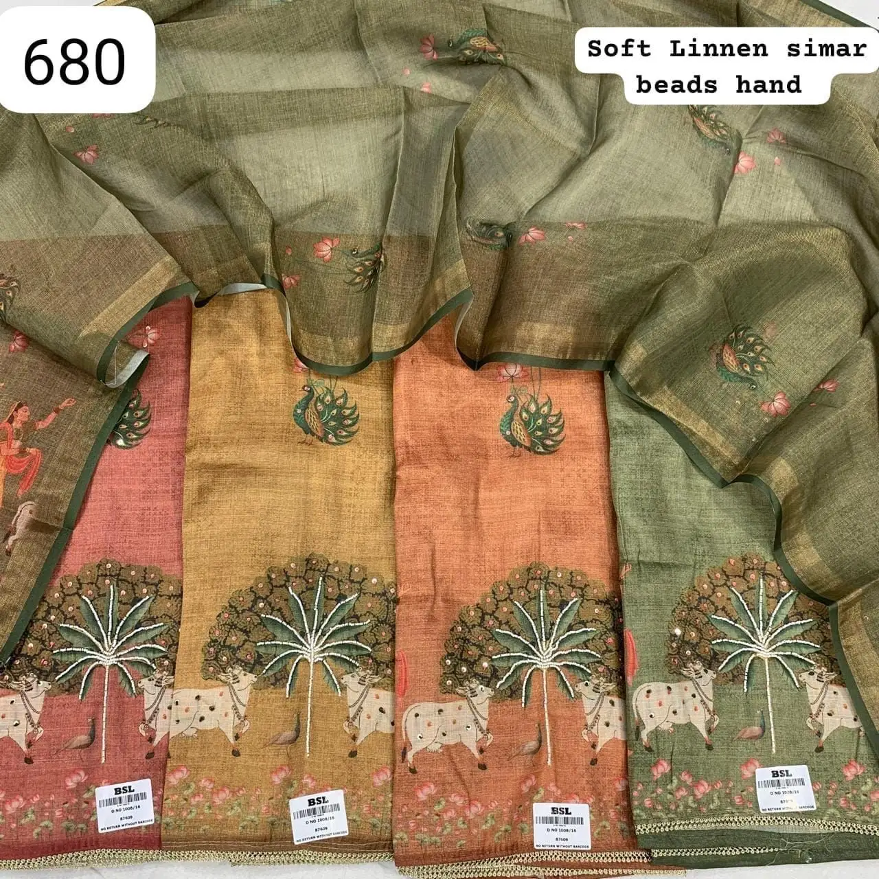 Soft Linnen simar
beads hand(Rs.680 per piece: total 4 piece)