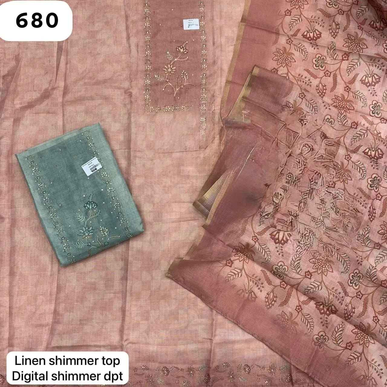 Linen shimmer top
Digital shimmer dpt(Rs.680 per piece: total 2 piece)