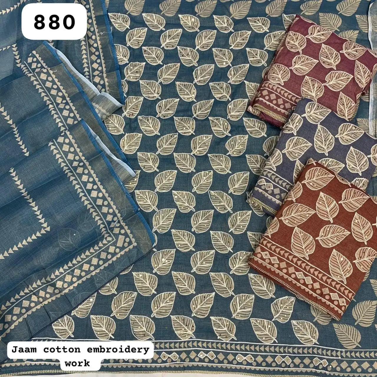 Jaam cotton embroidery work(Rs.880 per piece: total 4 piece)