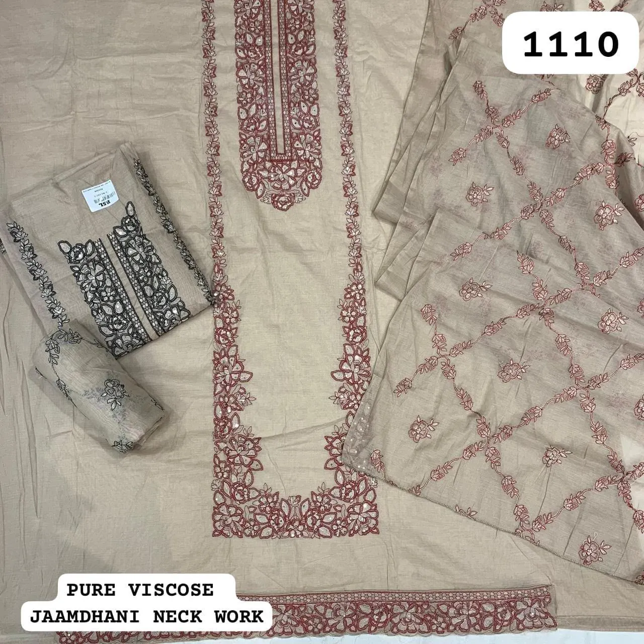 Pure viscose JaamdhanI neck work
(Rs.1110 per piece: total 2 piece)