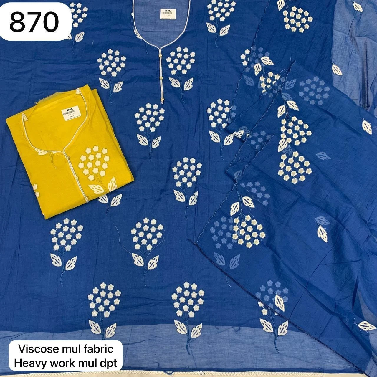 Viscose mul fabric
Heavy work mul dpt(Rs.870 per piece: total 2 piece)