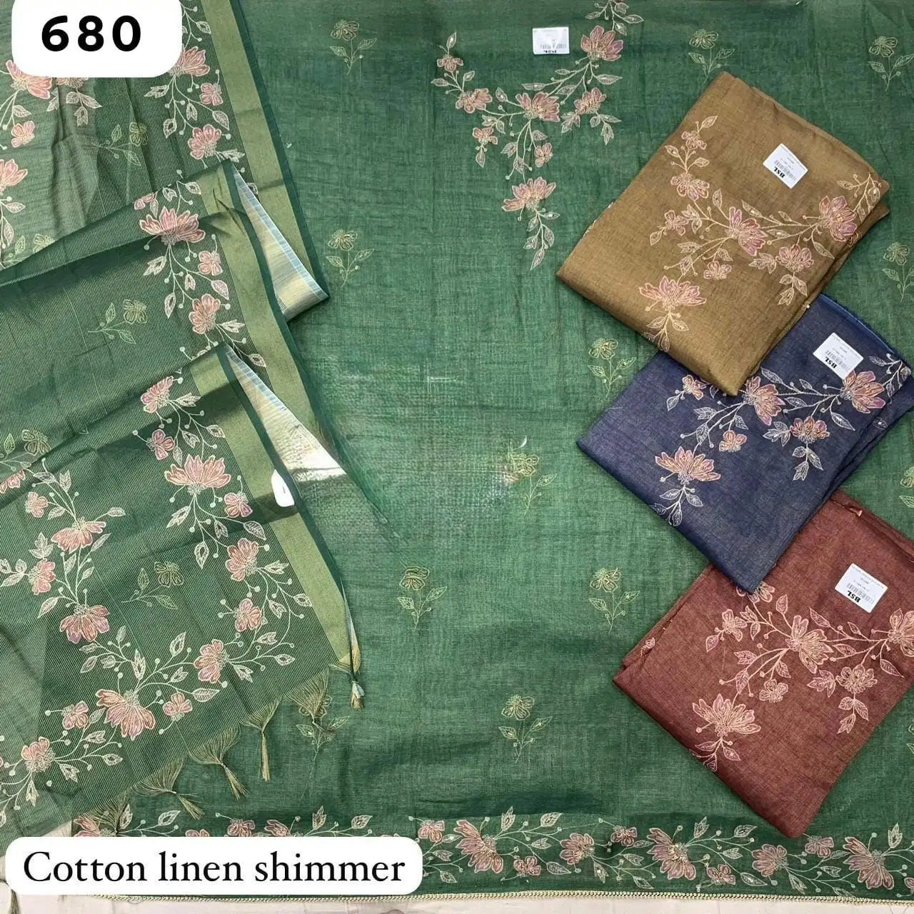 Cotton linen shimmer(Rs.640 per piece: total 4 piece)