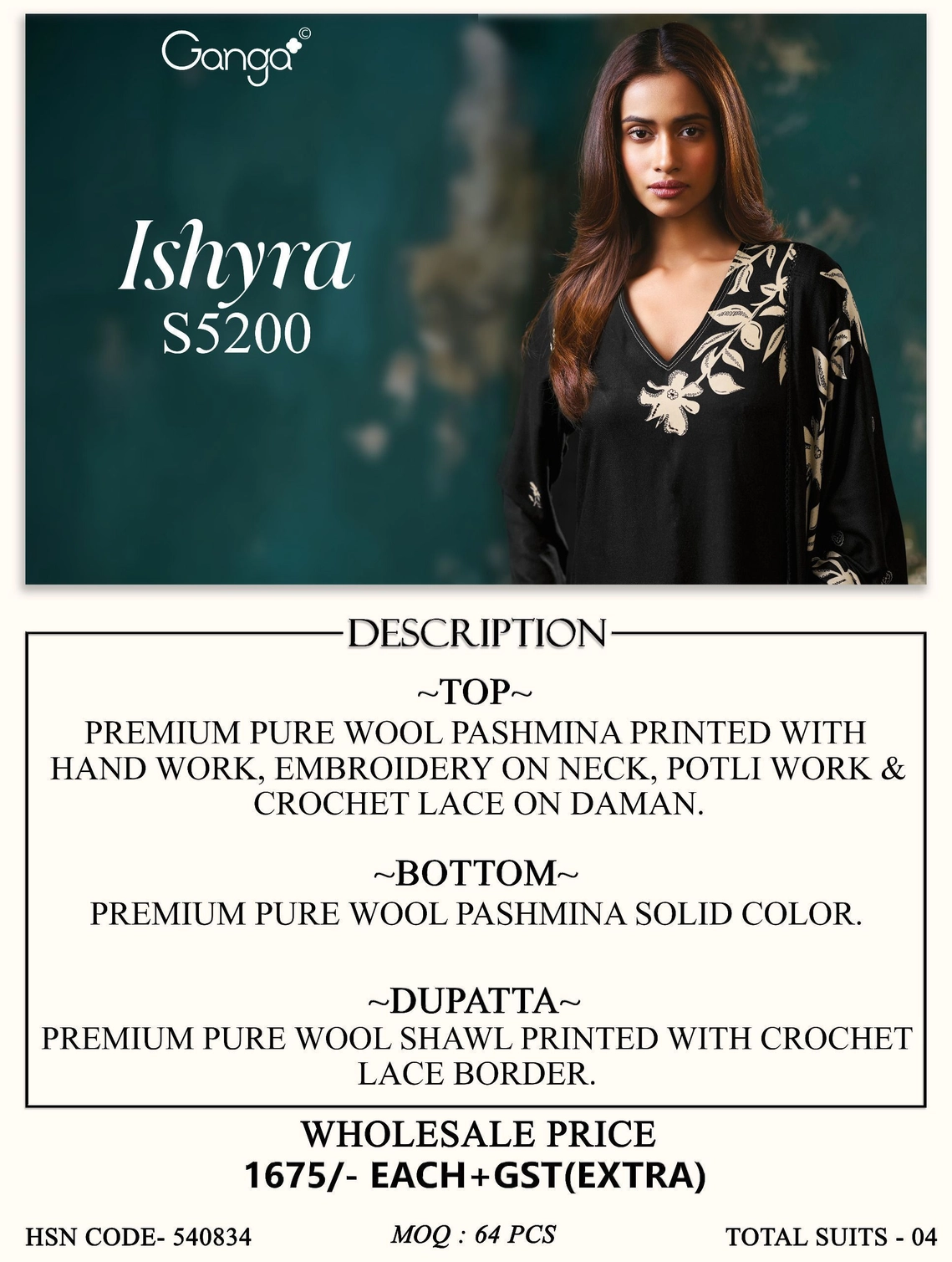 Ganga-Ganga©
Ishyra
S5200(Rs.1675 per piece: total 4 piece) 11