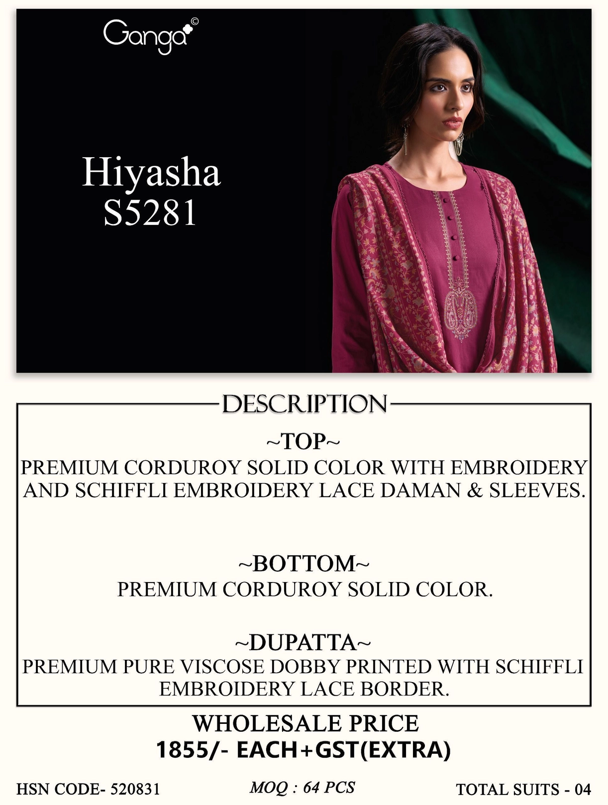 Ganga-Hiyasha
S5281(Rs.1855 per piece: total 4 piece) 10