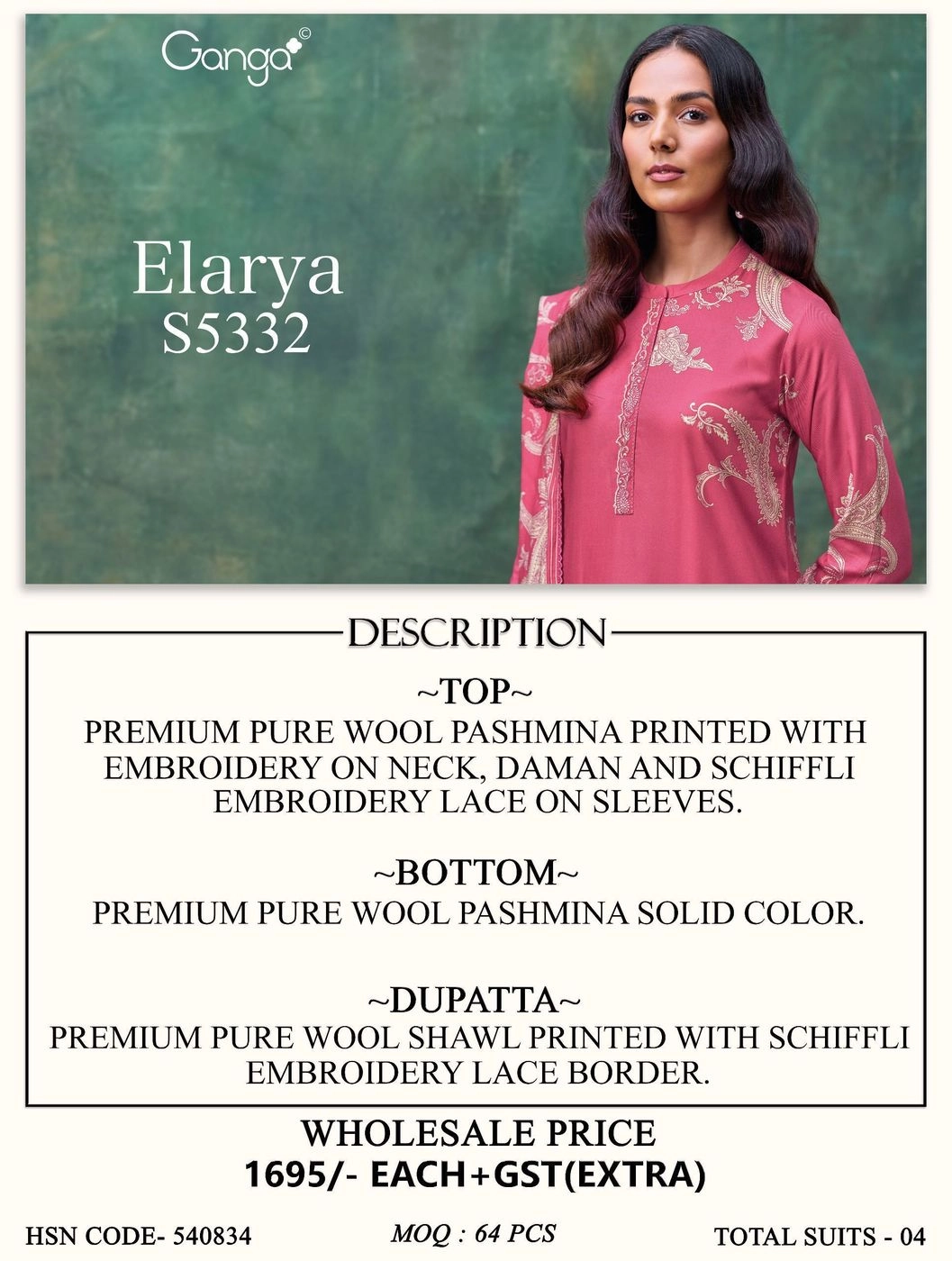 Ganga-Elarya
S5332(Rs.1695 per piece: total 4 piece) 10