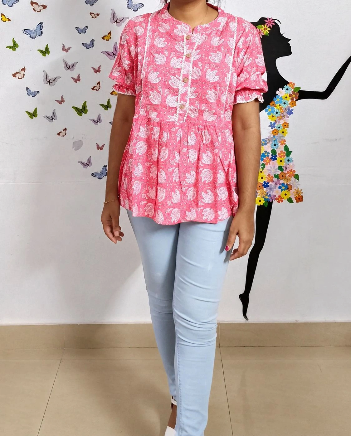 Pink bloom Peplum top
