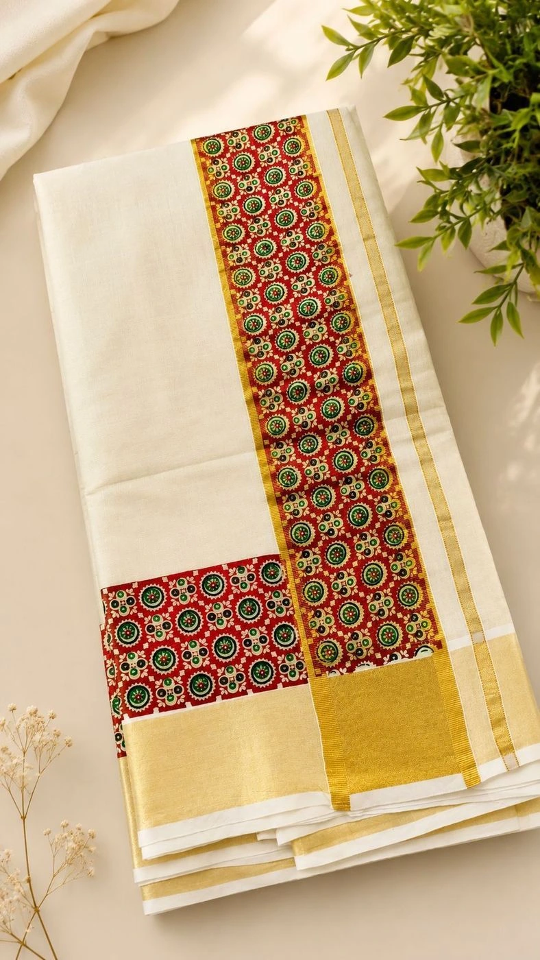 Aaranya Ajrakh Tissue Set Saree