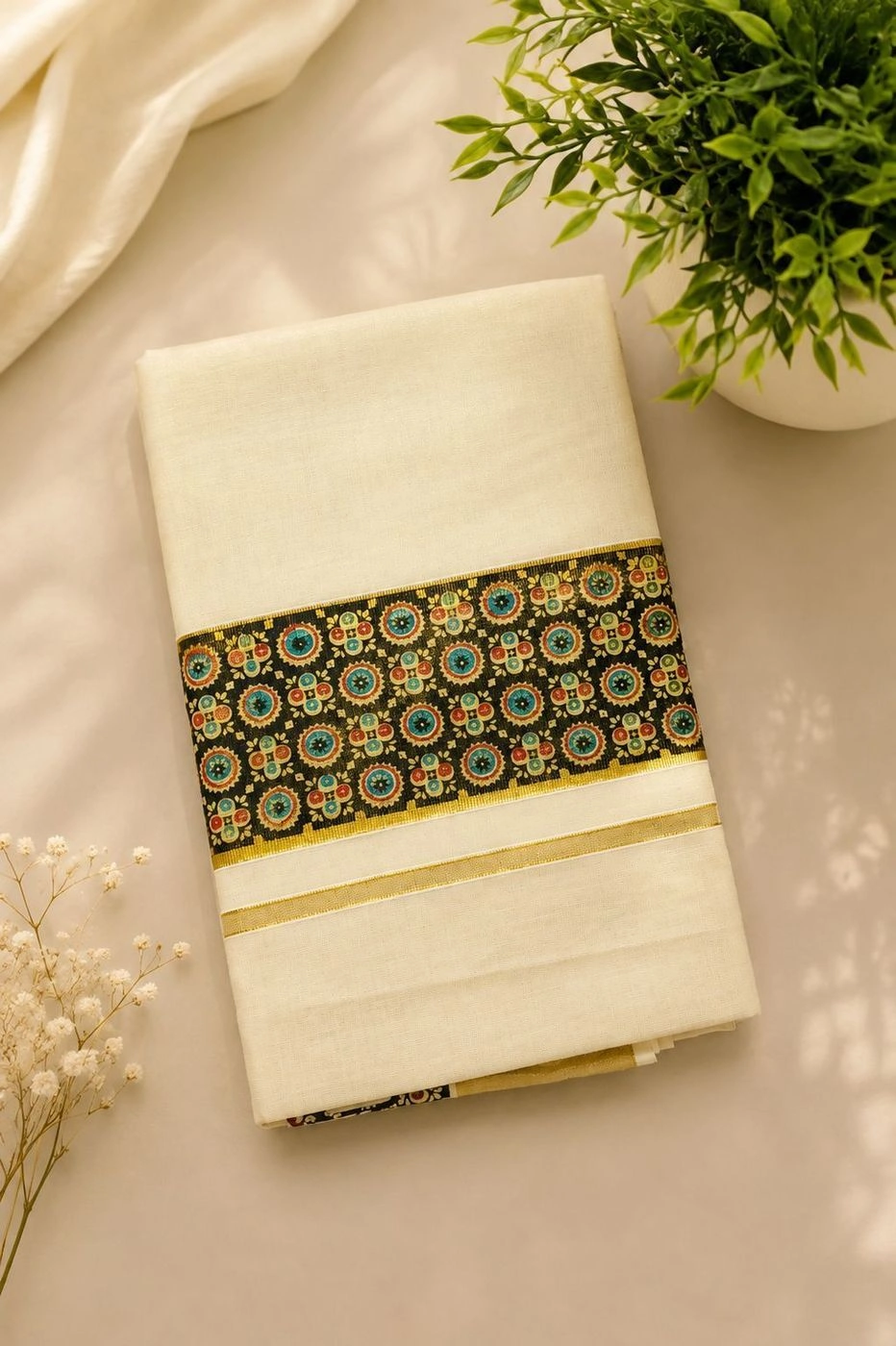 Aaranya Ajrakh Tissue Set Saree