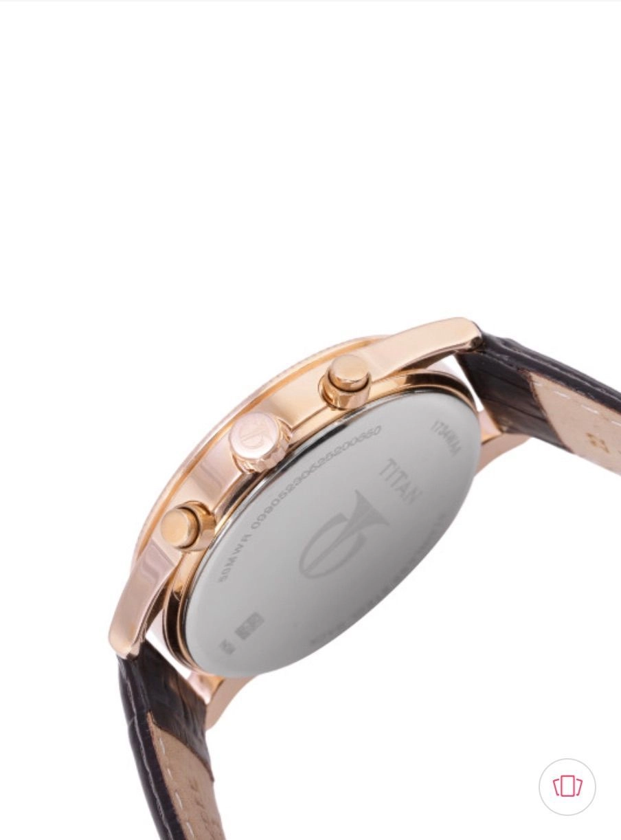 Titan Analogue Leather Watch 22mm Rose Gold Dial