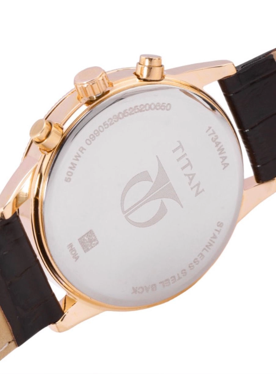 Titan Analogue Leather Watch 22mm Rose Gold Dial 4
