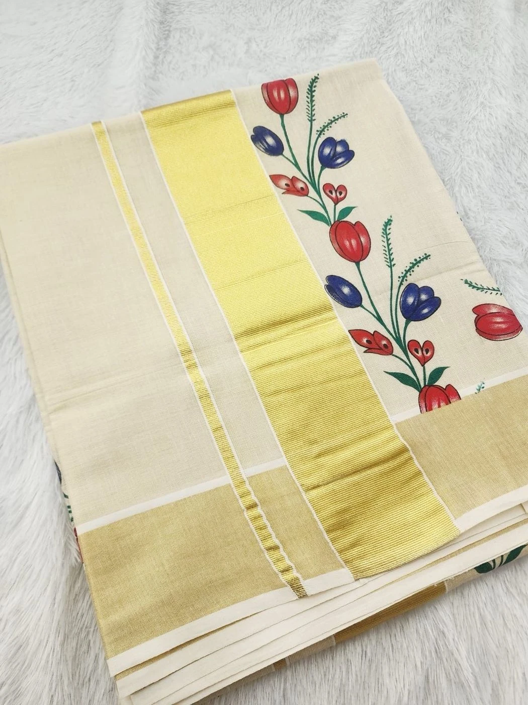 Flower Design Tissue Set Saree 1