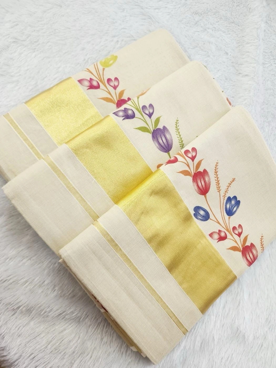 Flower Design Tissue Set Saree 2