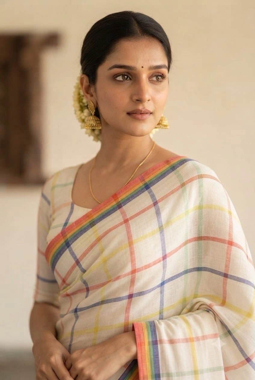 Multicolor Checks Cotton Saree 2
