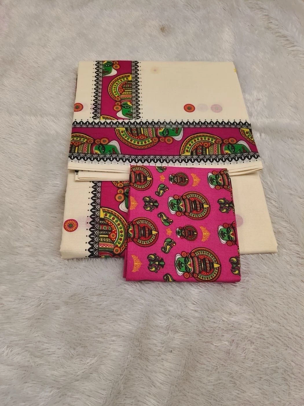 Kathakali Print Cotton Set Saree 3