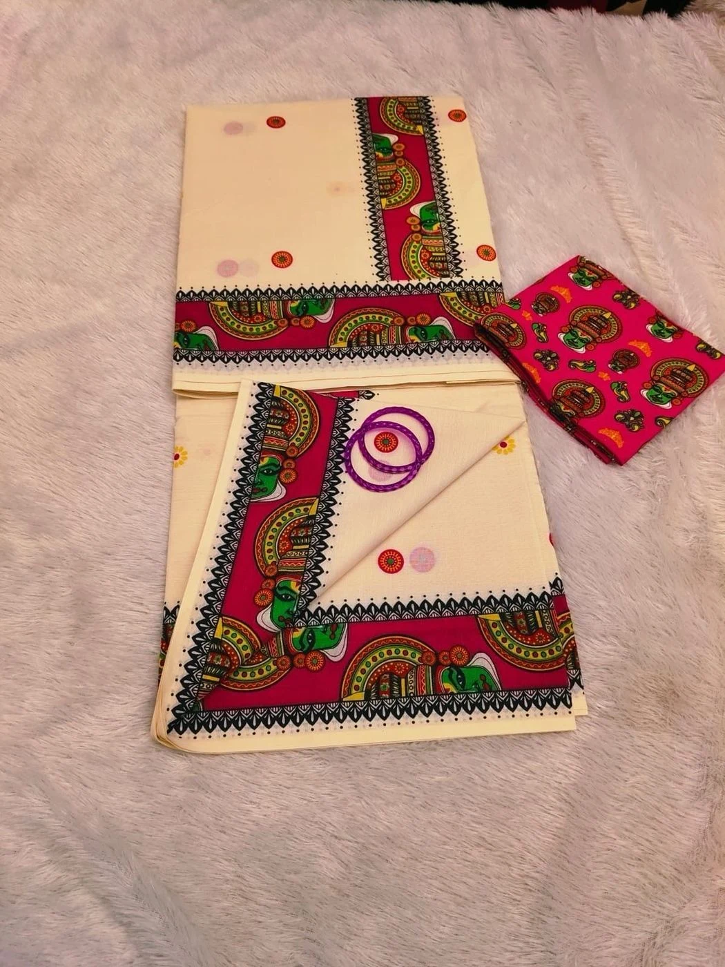Kathakali Print Cotton Set Saree 4