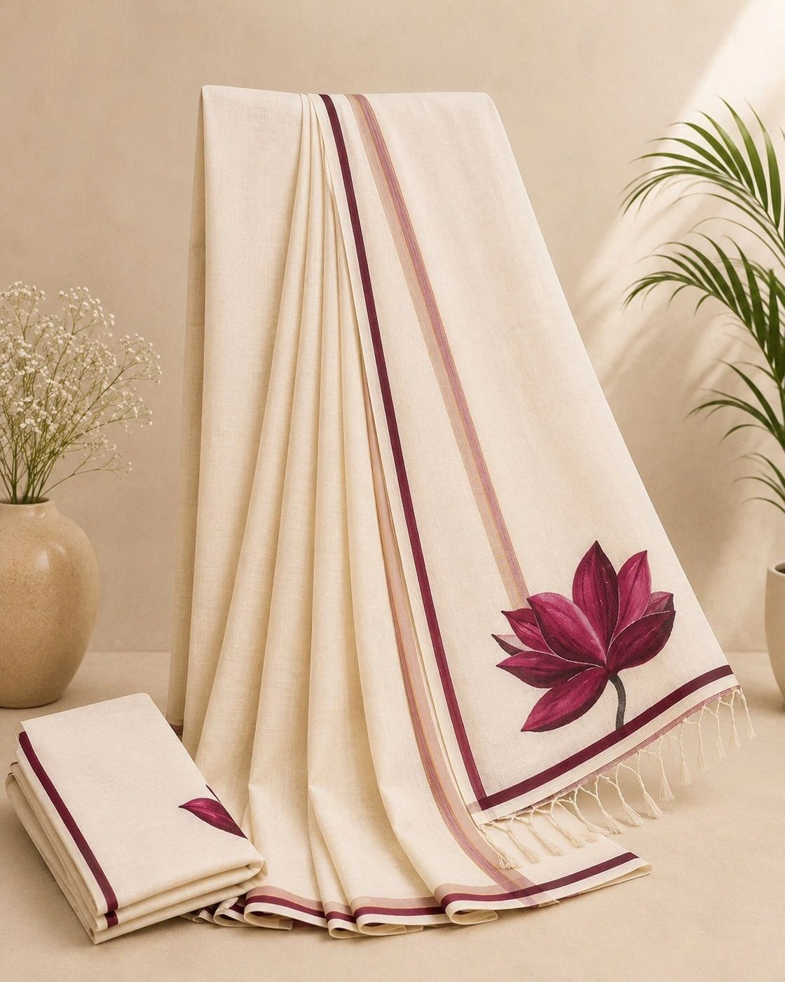 Ithal Floral Print Cotton Saree 2