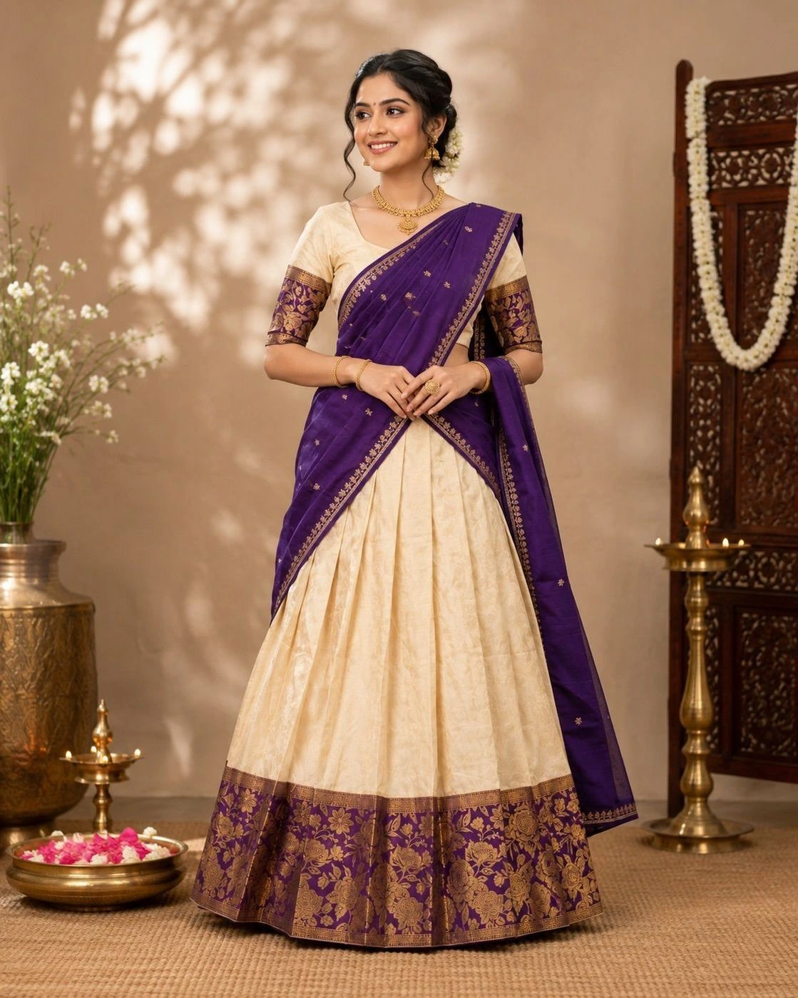 Floral Design Dhavani Set 1