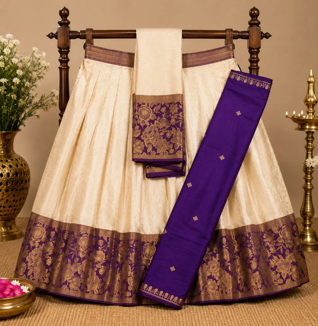 Floral Design Dhavani Set 2