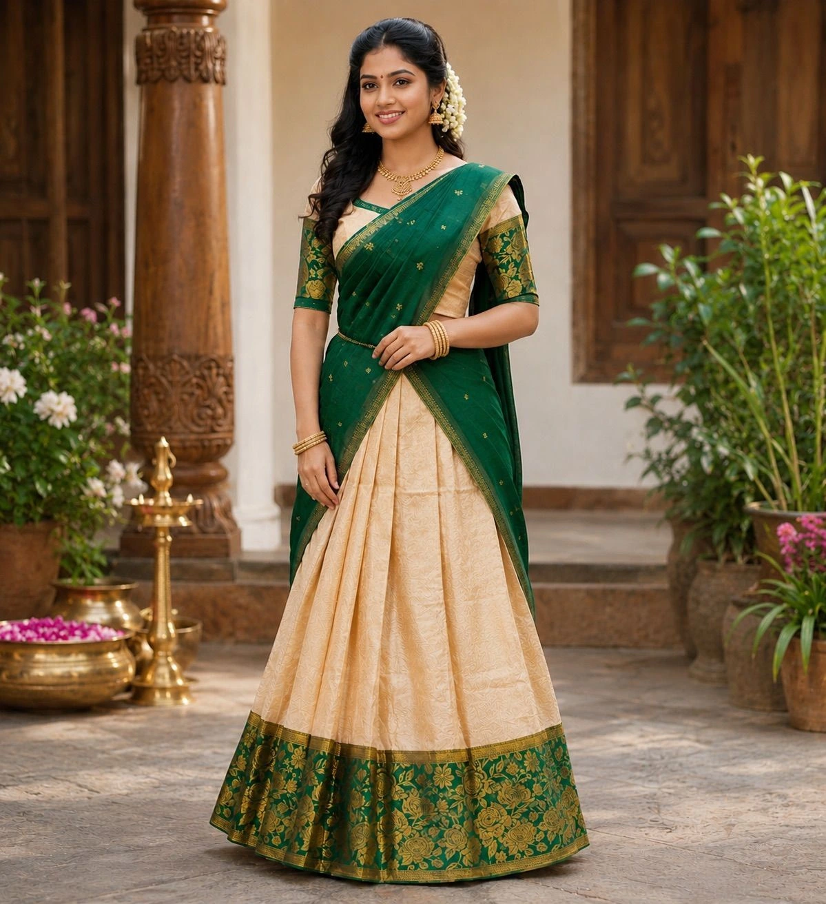 Floral Design Dhavani Set 7