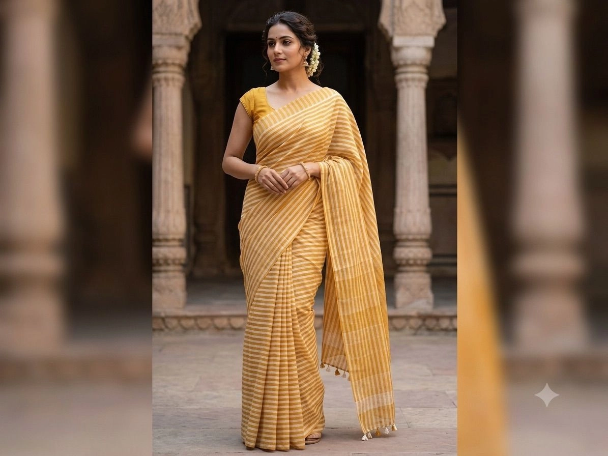 All-Over Stripes Cotton Saree 5
