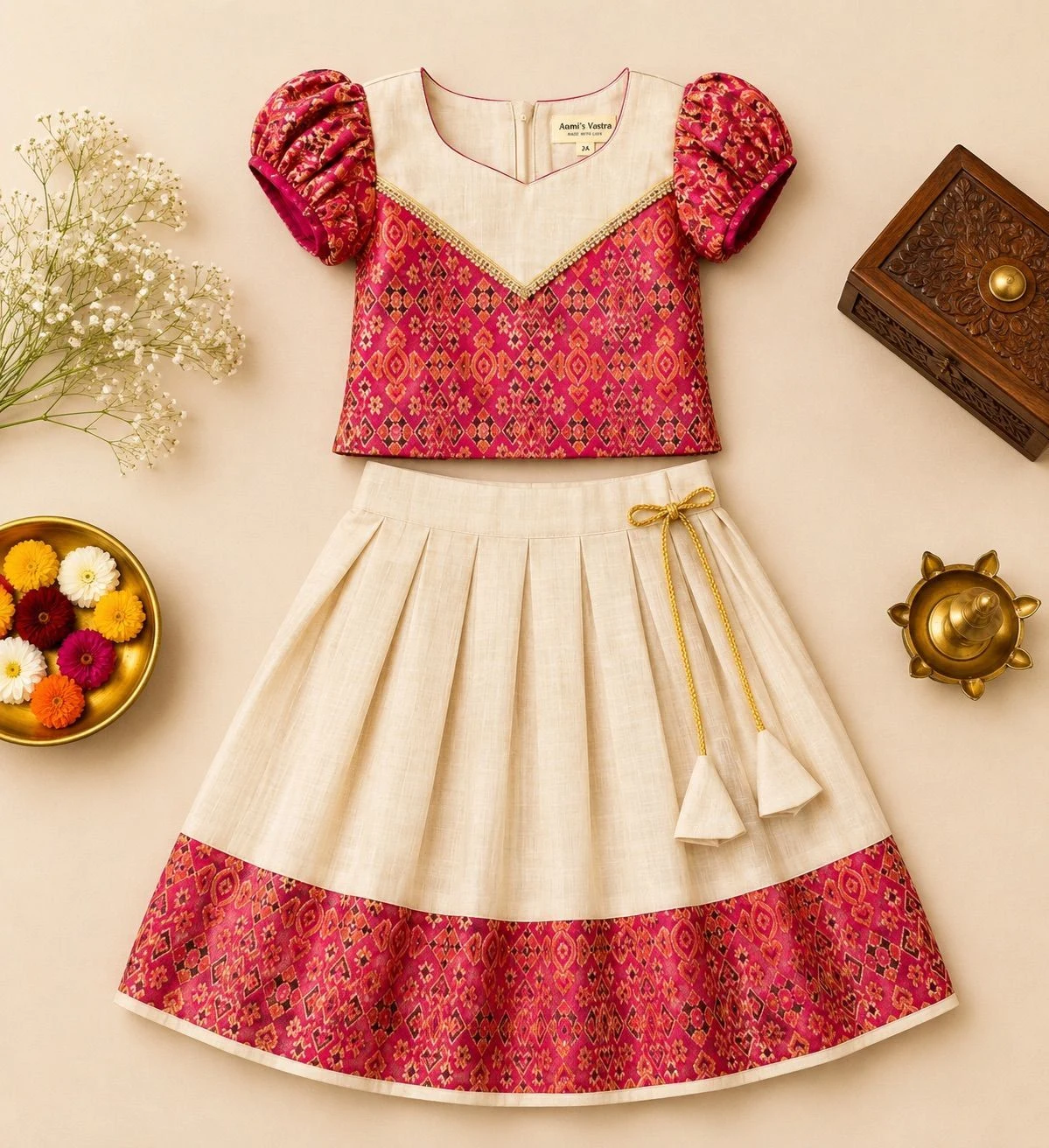 Kids Pattu Pavada – Printed Traditional Set 1