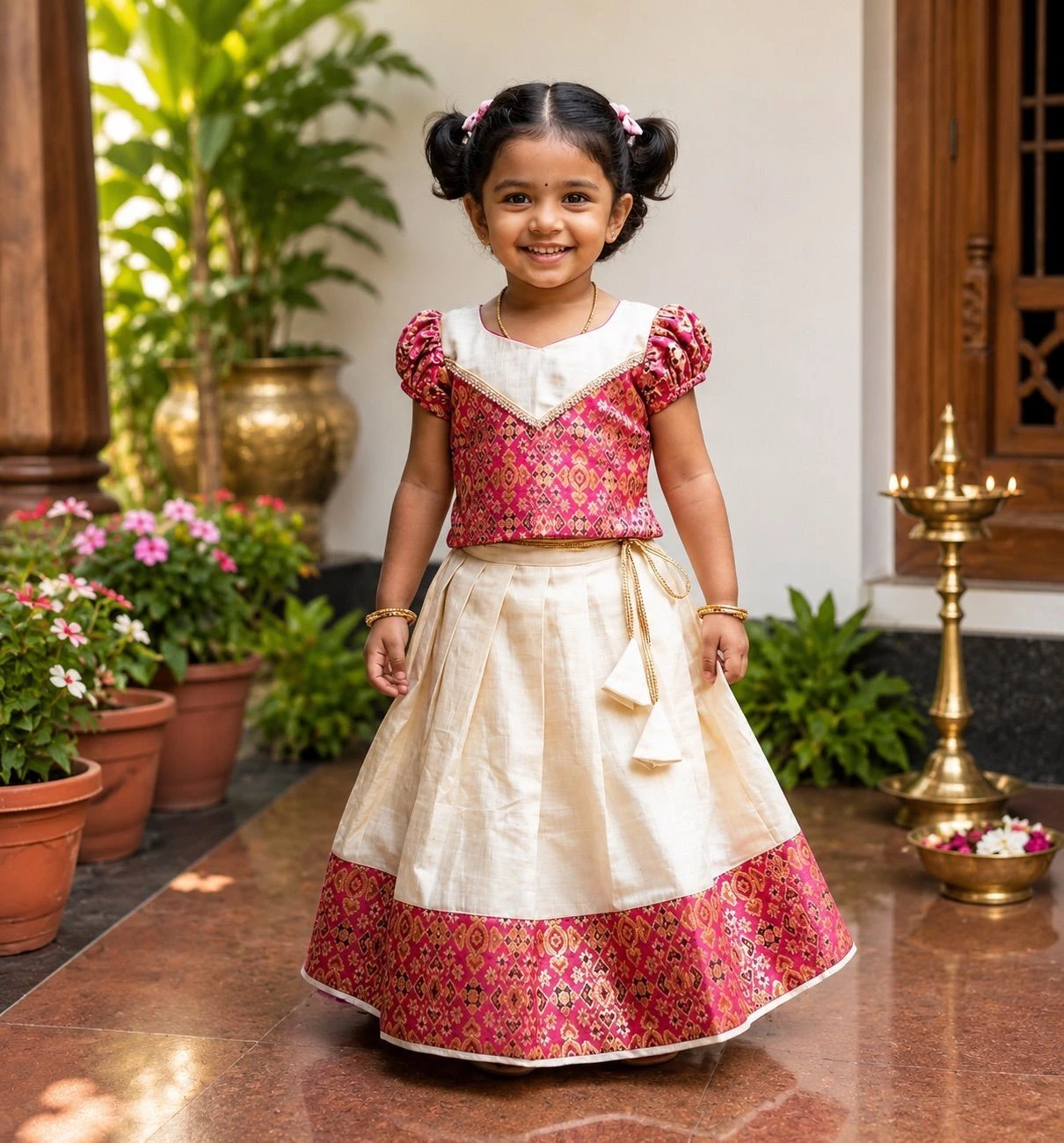 Kids Pattu Pavada – Printed Traditional Set 2