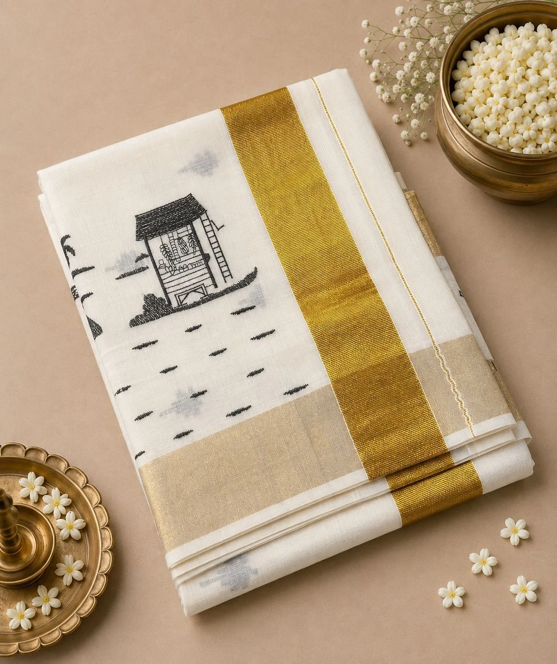Chai Kada – Cotton Embroidered Saree 2