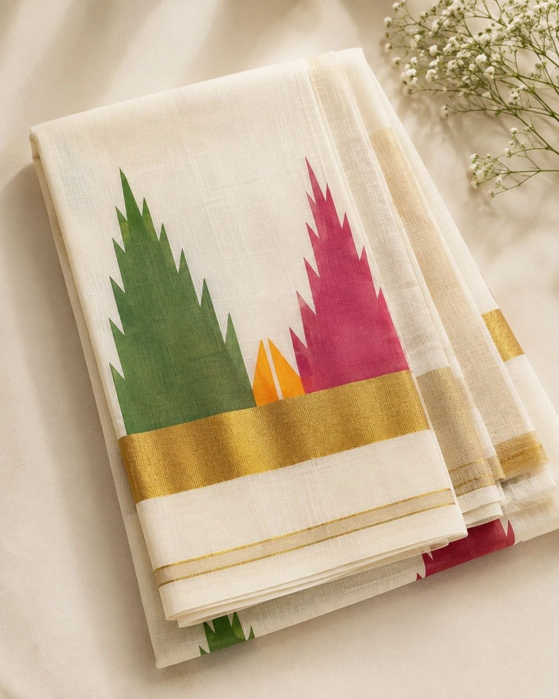 Gopuram – Multi-Colour Temple Golden Tissue Saree 2