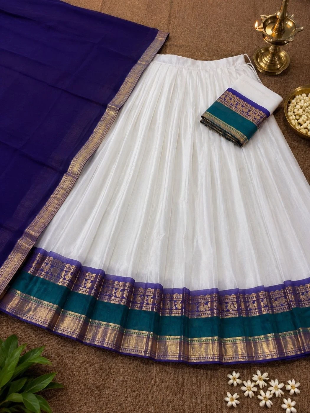 Neelambari Blue & Teal Mul Cotton Davani