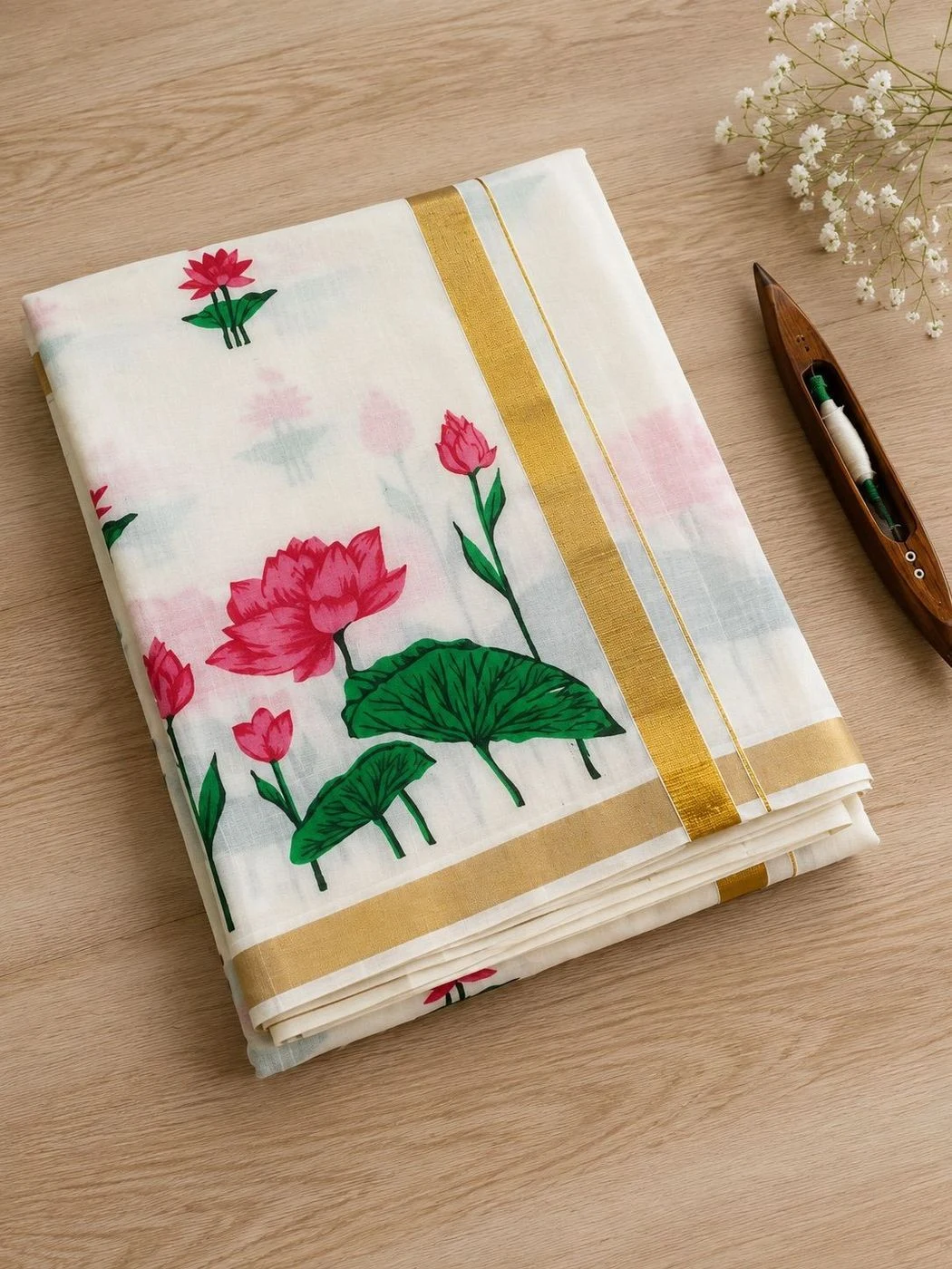 Sumangala – Small Lotus Set Saree 2