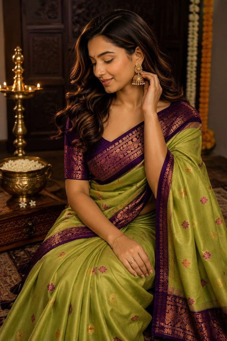 Kalyani Cotton Saree with Contrast Border & Small Butta Work 1