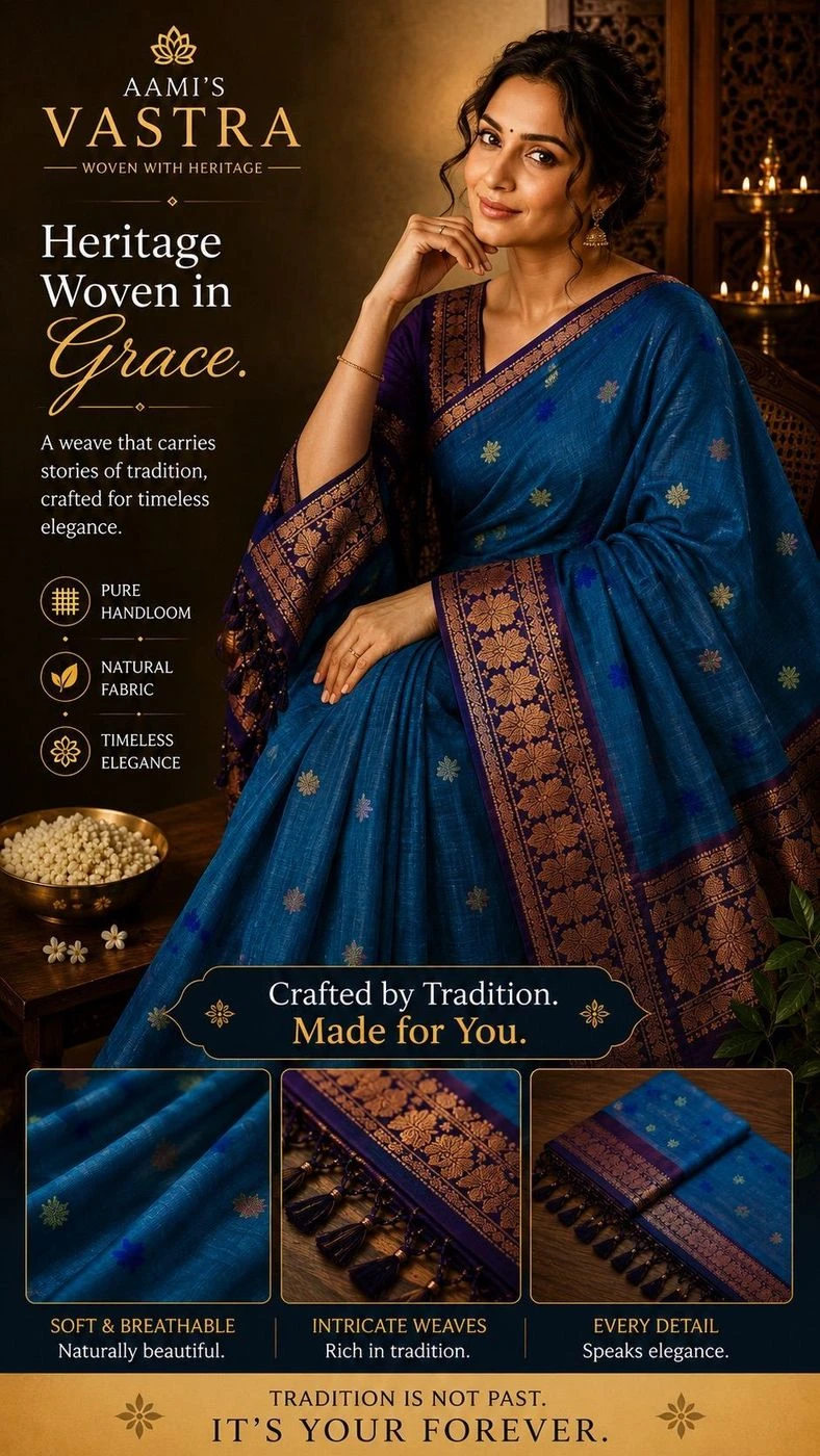Kalyani Cotton Saree with Contrast Purple Border & Small Butta Work 2