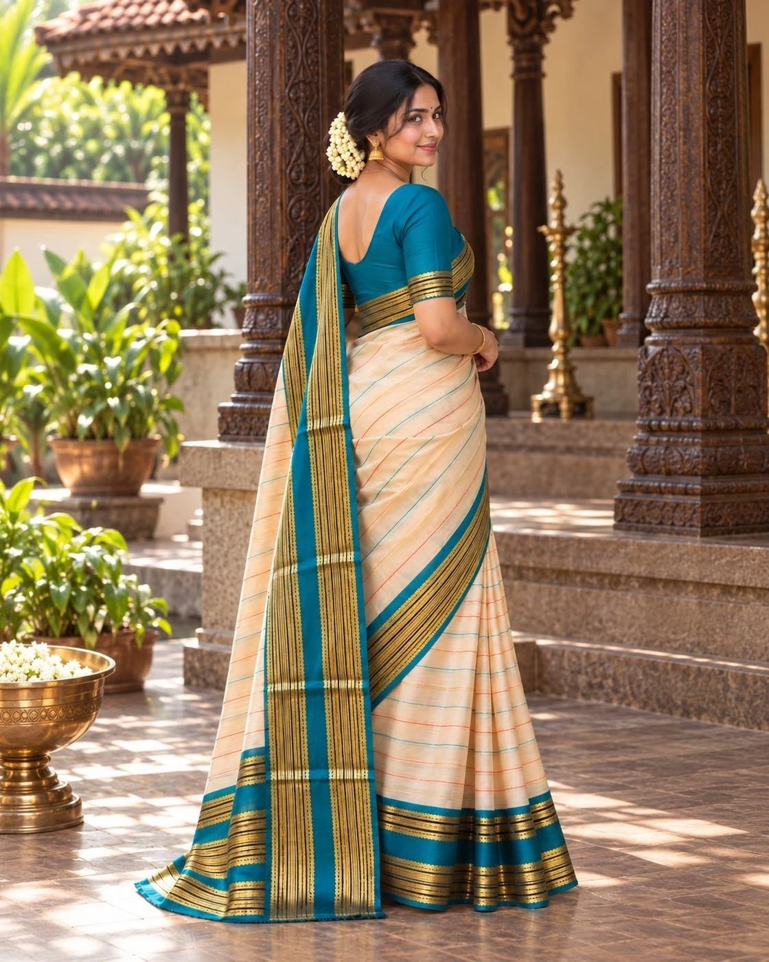 Kanchipuram Border Mul Cotton Saree 2