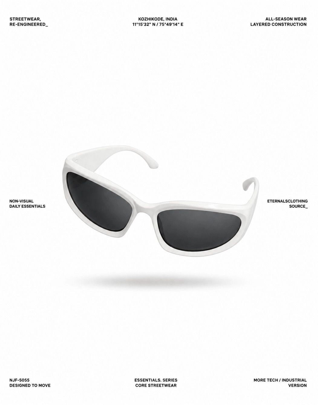 Oval Wrap Sunglass ( White )