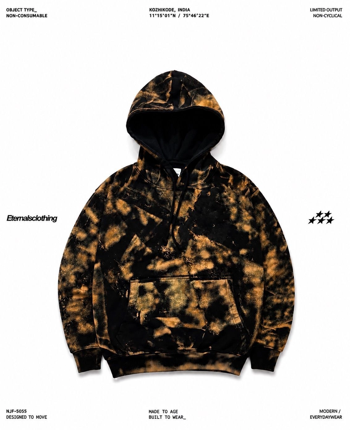 Tan Bleach Wash Hoodie