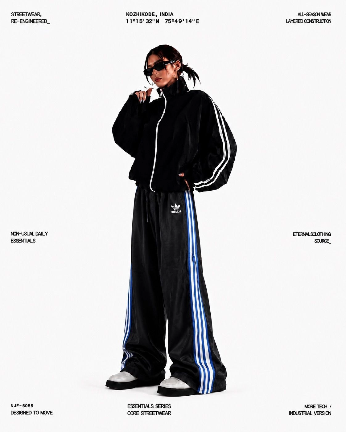 Baggy X Wideleg Zipper Track Pant