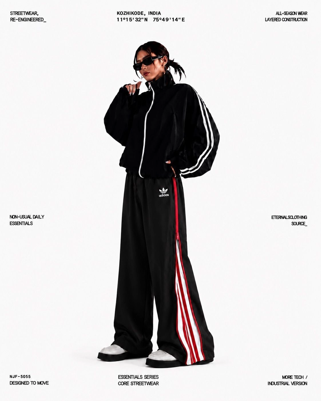 Baggy X Wideleg Zipper Track Pant