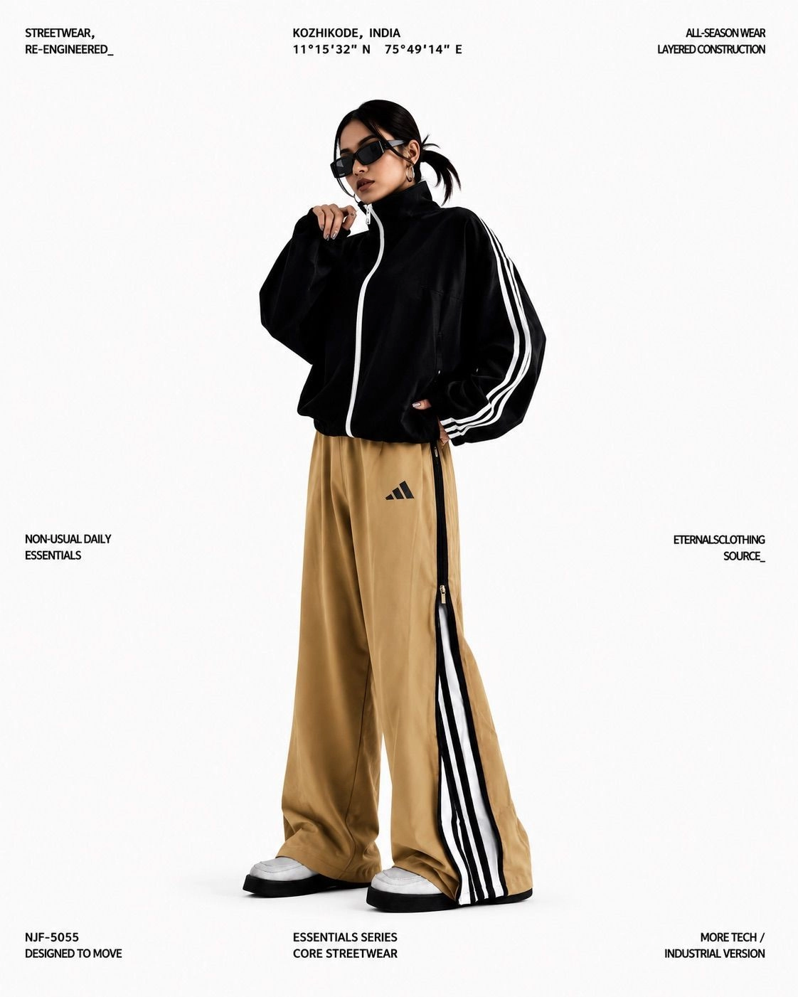 Baggy X Wideleg Zipper Track Pant