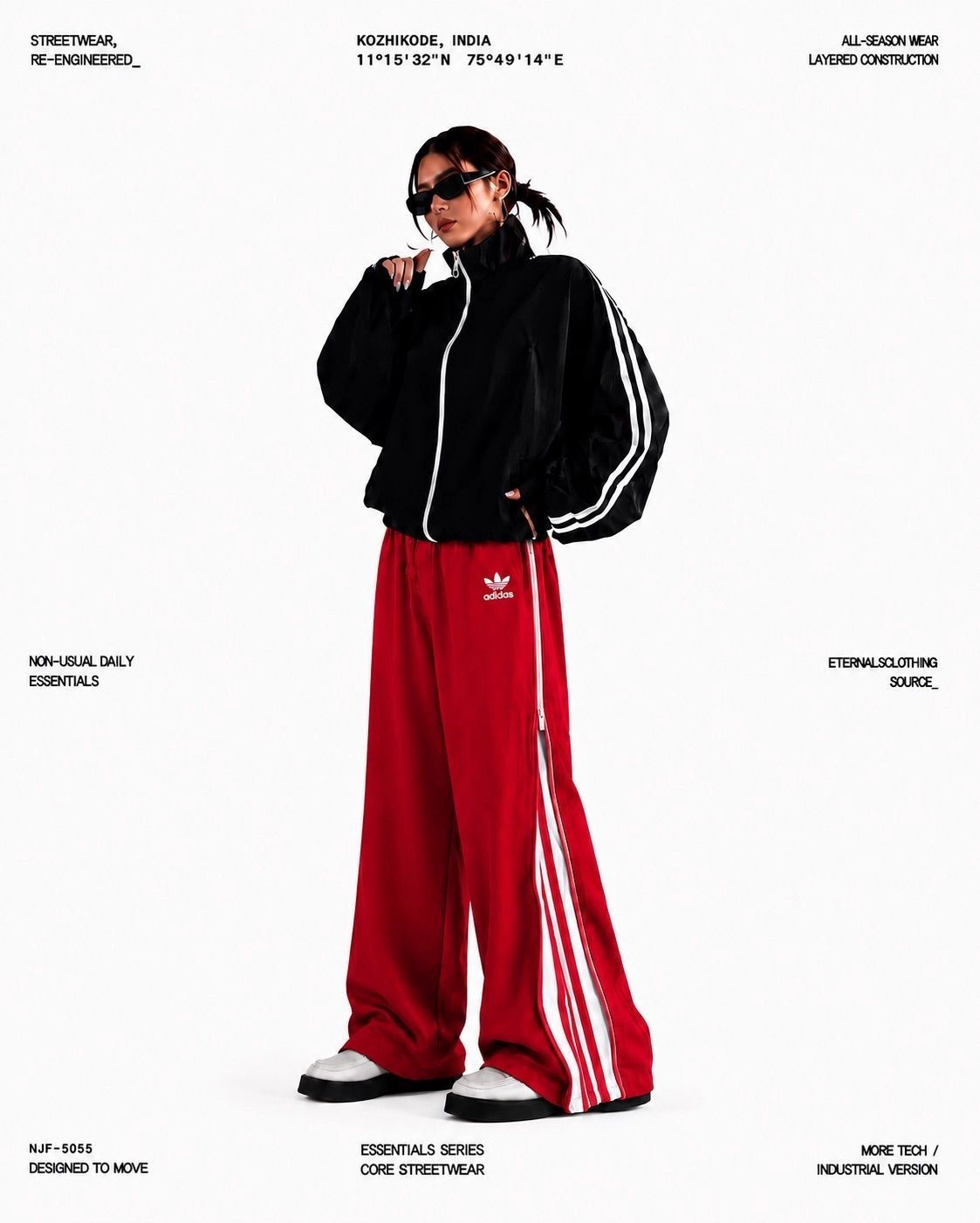 Baggy X Wideleg Zipper Track
