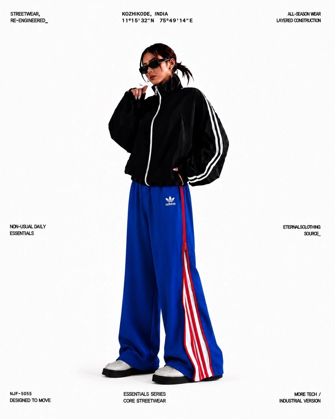 Baggy X Wideleg Zipper Track Pant