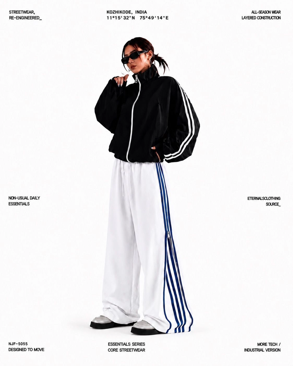 Baggy X Wideleg Zipper Track Pant