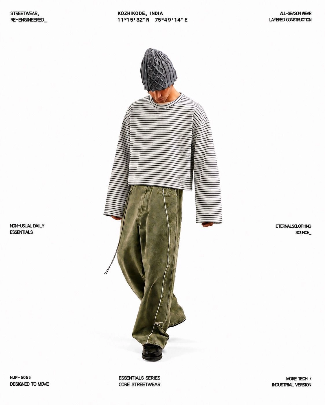 Boxy Striped Long Sleeve ( Black & White )