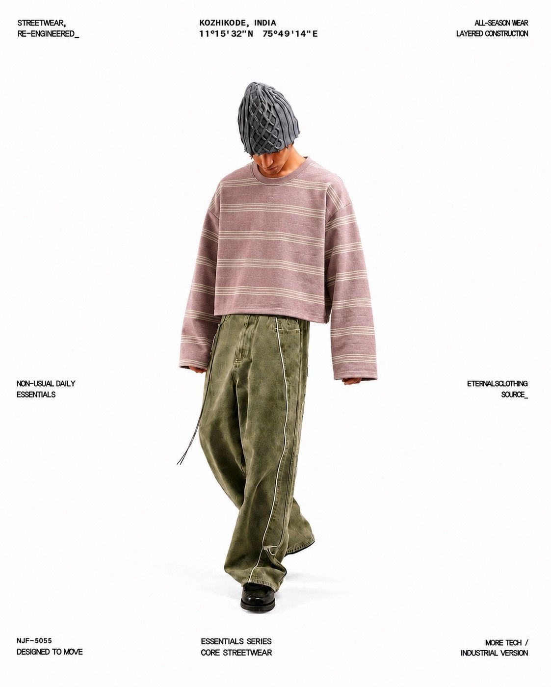 Boxy Striped Long Sleeve ( Mauve & Pink )