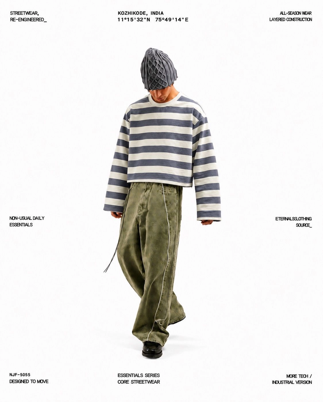 Boxy Striped Long Sleeve ( Blue & White )