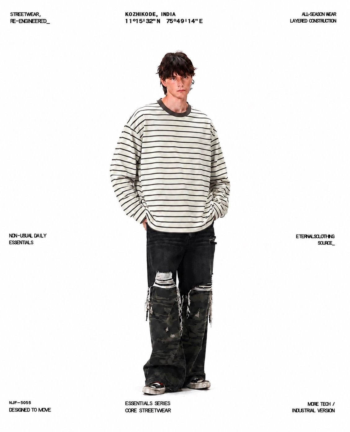 Oversized Striped Long Sleeve ( Cream & Black )