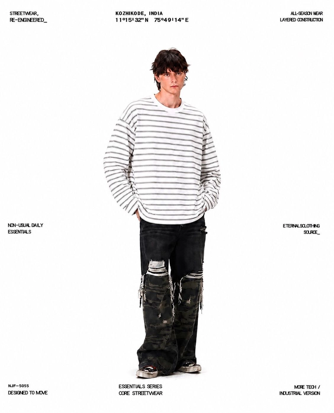 Oversized Striped Long Sleeve ( Off White & Light Green )