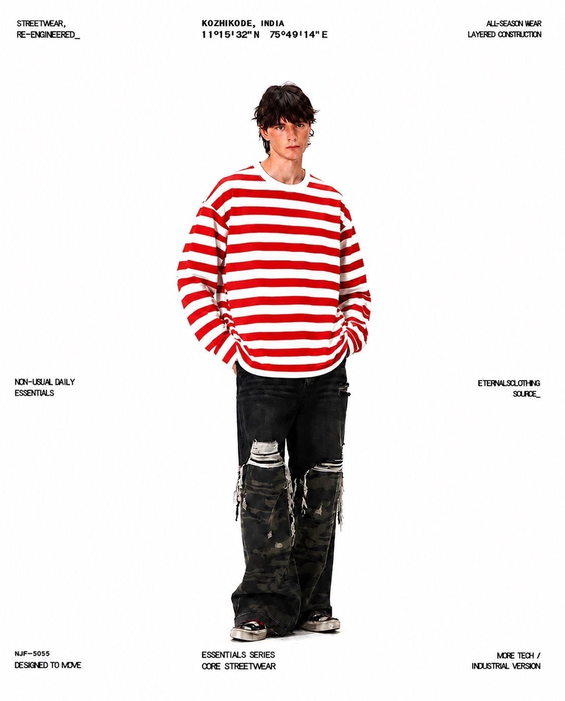 Oversized Striped Long Sleeve ( Red & Blue