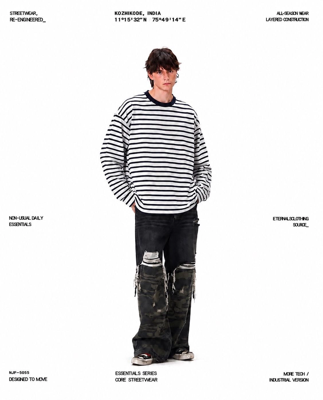 Oversized Striped Long Sleeve ( White & Black )